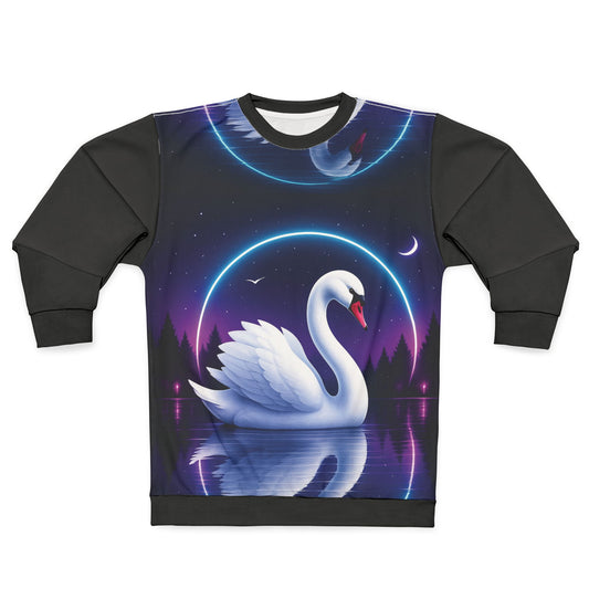Mystical Swan Unisex Sweatshirt, Cozy Graphic Sweatshirt, Artistic Apparel, Unique Gift, Cool Casual Wear, Fantasy Fashion